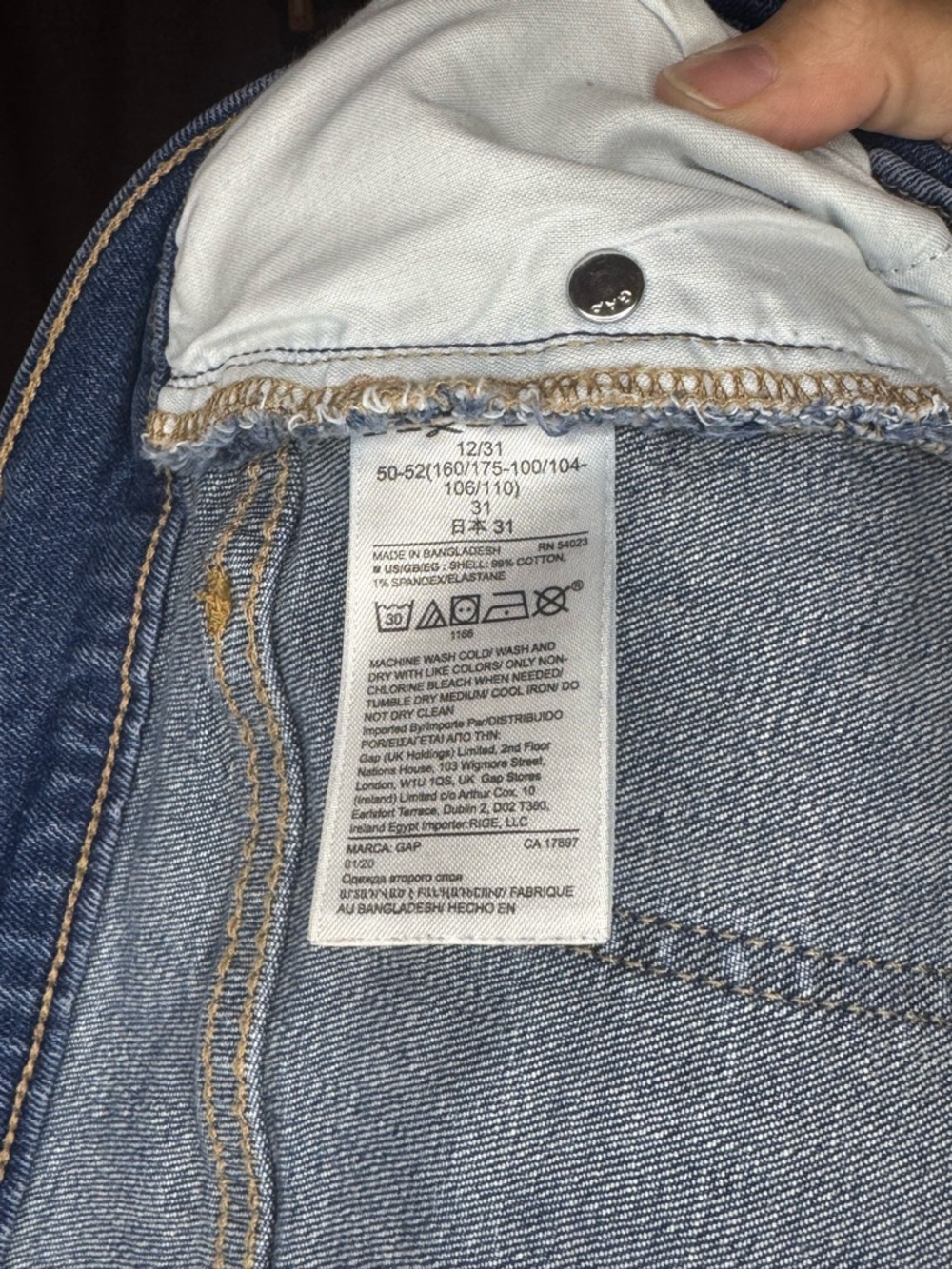 GAP Girlfriend Jeans 12/31 Straight Relaxed Fit Mid Rise Blue Denim Stretch - Picture 7 of 8